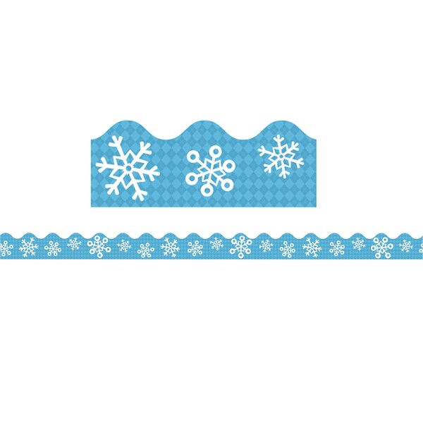 Snowflakes And Argyle Scalloped Border, 39 Feet Per Pack, PK6